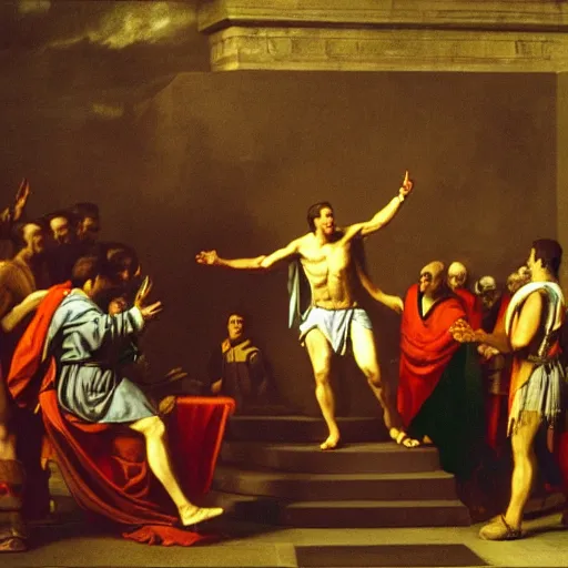 Image similar to a time traveler's 3 5 mm photograph of the last moments of julius caesar's life
