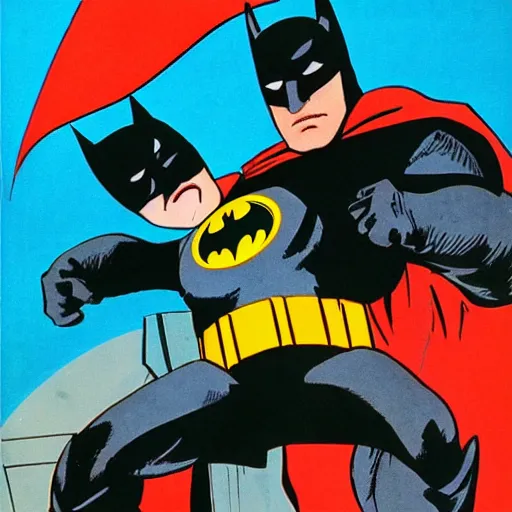 Image similar to batman and robin as a soviet propaganda poster