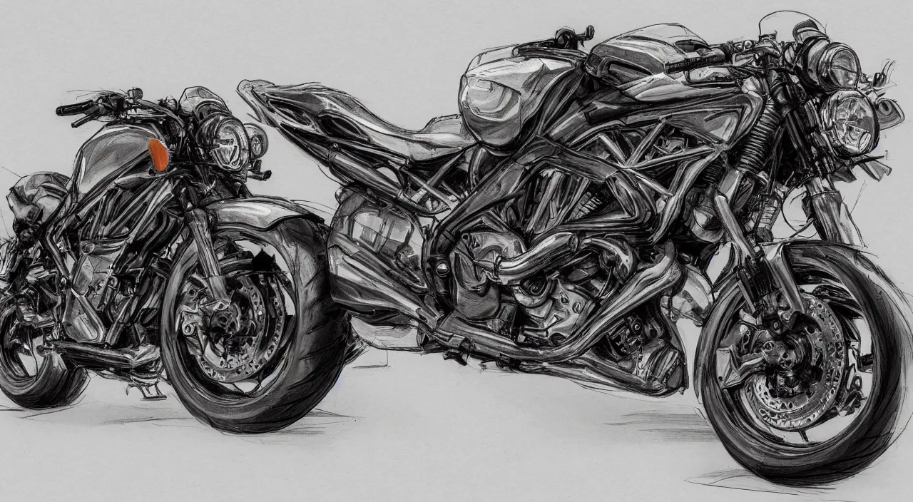 Prompt: motorcycle sketch concept art, high detail, high definition, 8k,