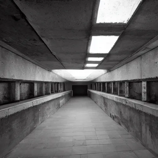 Prompt: brutalist underground holding facility