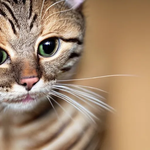 Image similar to closeup of a hissing cat with luxuriant fur, highly detailed photograph