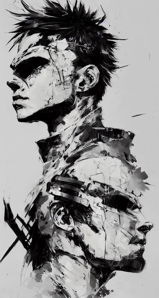 Image similar to a beautiful side portrait painting of a soldier. the soldier has giant insect eyes, compound eyes. art by yoji shinkawa and sandra chevrier, trending on artstation, award - winning, perfect composition.