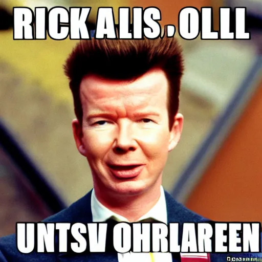 Prompt: Rick astley rickroll meme, ultrarealistic, garden