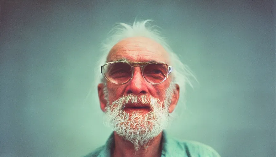 Prompt: 7 0 s movie still portrait of an old man with wormholes on the face cinestill 8 0 0 t 3 5 mm technicolor, heavy grain, high quality, high detail