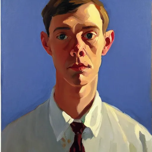 Prompt: a portrait a very ordinary person, by Fairfield Porter, acrylic painting, flat bold color, facing front, anatomically correct, beautiful perfect face, sharp focus, Highly Detailed, 8k, HD, abstract