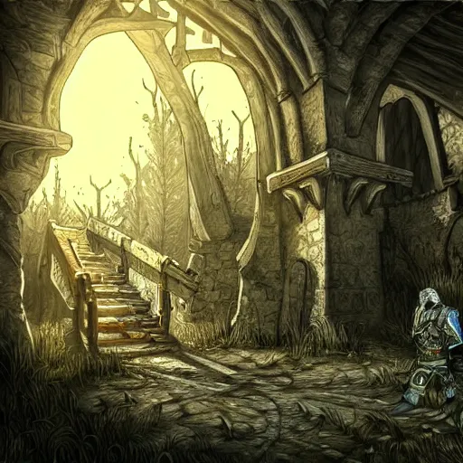 Prompt: highly detailed doodle art of scenes from the witcher fanart, detailed and intricate environment