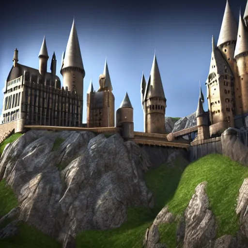 Image similar to hogwarts castle video game, unreal engine, 3d render