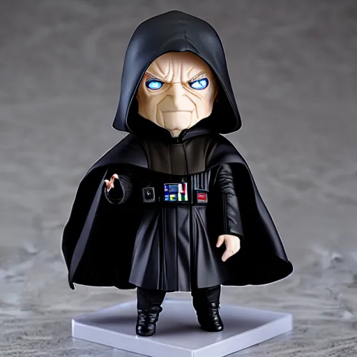 Image similar to nendoroid hooded darth sidious emperor palpatine from star wars, detailed, custom