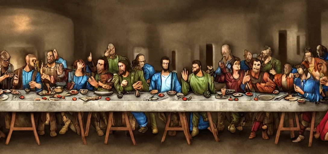 Prompt: The Last Supper but with Fallout characters