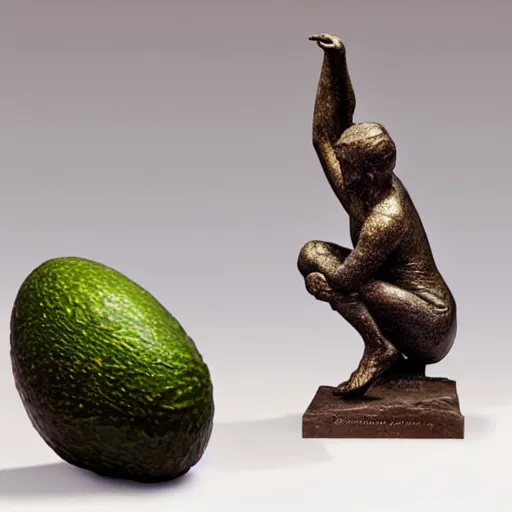 Image similar to a bronze statue of an avocado