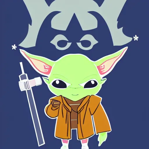 Prompt: kawaii manga yoda, vector style