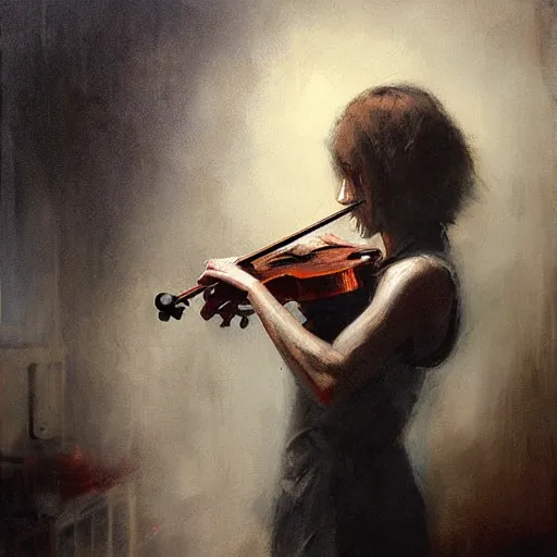 Image similar to satan playing violin by jeremy mann