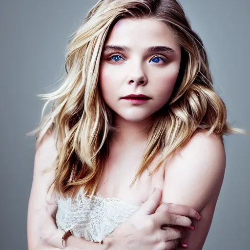 Image similar to intricate, highly detailed boudoir photos of chloe - grace moretz, studio lighting, 8 k, dslr, 8 5 mm f / 1. 8 by sam shaw