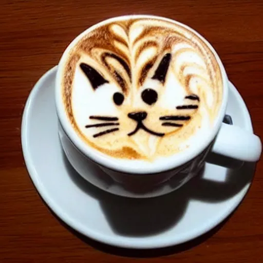 Prompt: a cat latte art