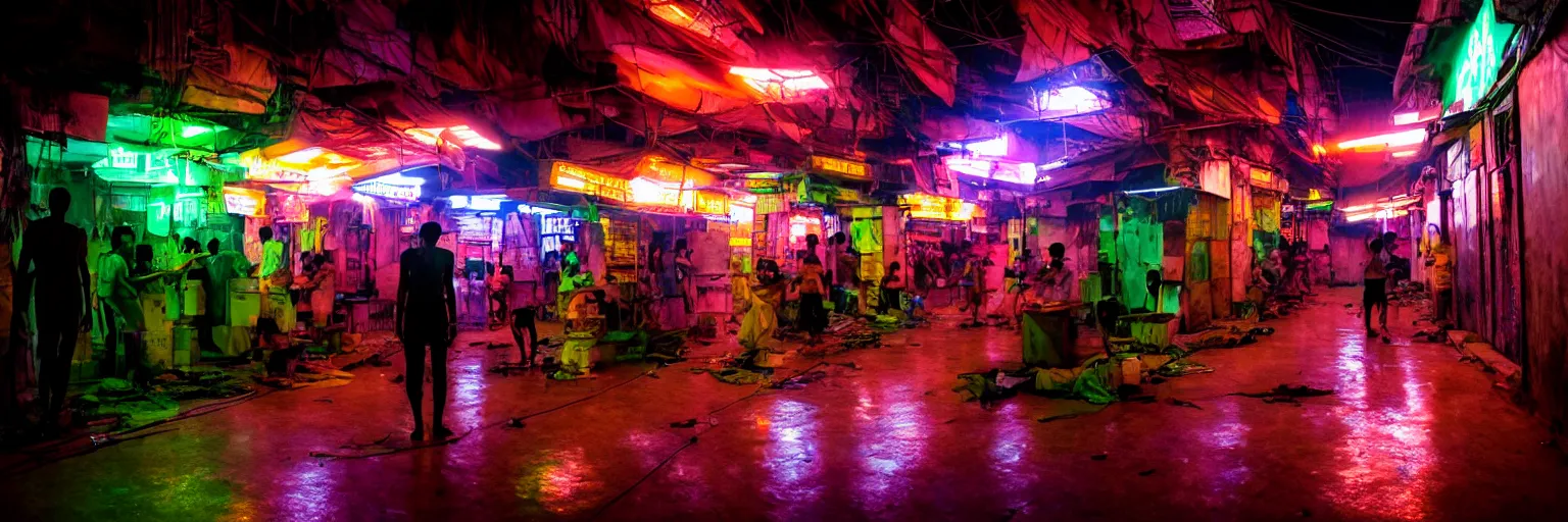 Prompt: Cyberpunk Quarantine, futuristic Phnom-Penh Cambodia, neon dark lighting