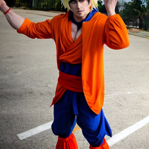 Image similar to cosplay as goku