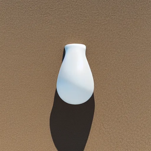 Image similar to perfume bottle buried in mounds of desert white sand on a zen clean modern minimalist beach with an ocean view, frozen and covered in ice, by peter tarka in an ivory room well contoured smooth fair walls, zaha hadid octane highly render, 4 k, ultra hd,