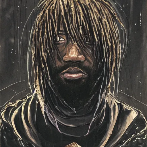 Prompt: a beautiful professional portrait of mc ride, painted by tsutomu nihei