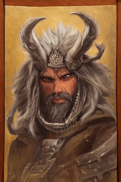 Prompt: oil portrait of winterwolf the god of gunslingers, epic, cinematic, highly detailed