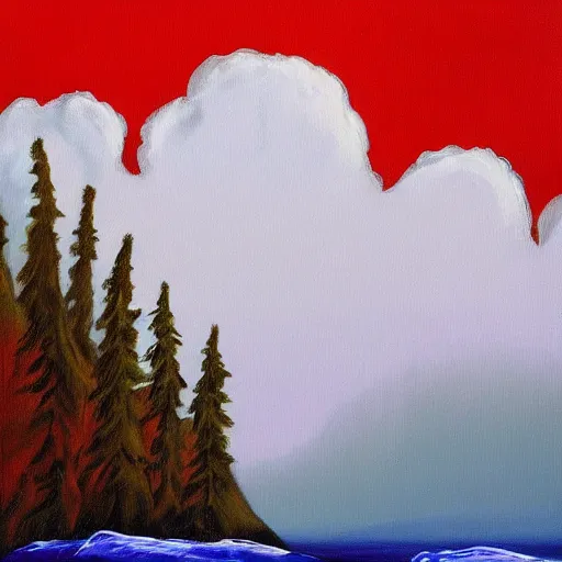 Image similar to a painting on the subject of depression by Bob Ross