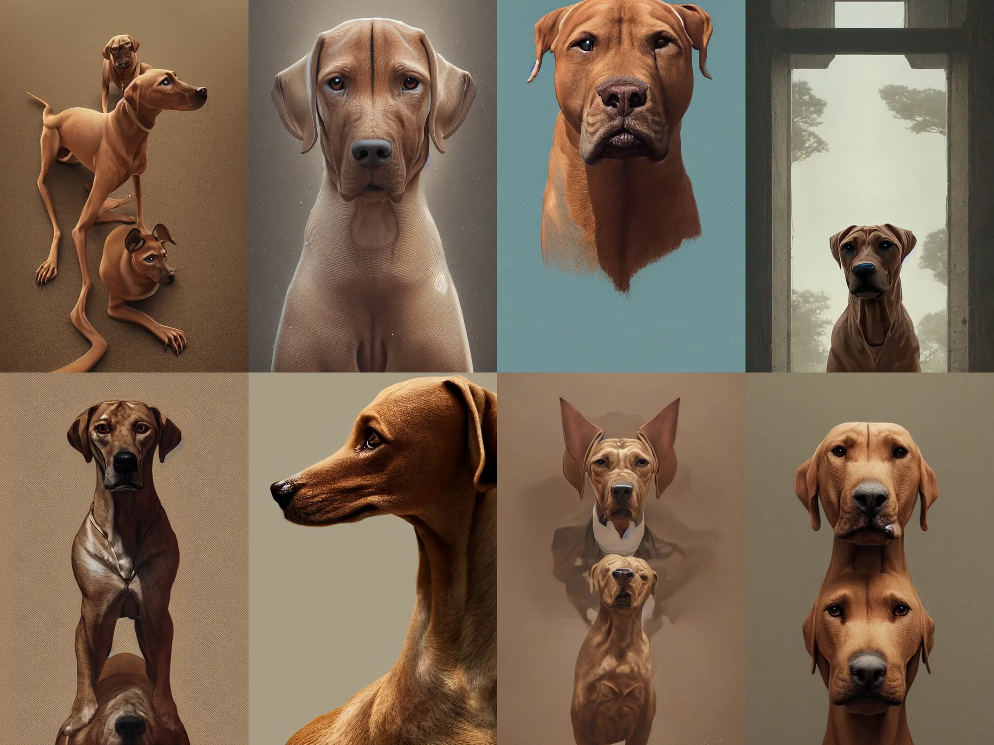 Prompt: super beautiful cute beige rhodesian ridgeback intricate artwork by tooth wu and wlop and beeple, greg rutkowski, very coherent symmetrical artwork, cinematic, hyper realism, high detail, octane render, unreal engine, 8 k, vibrant colors, smooth gradients, high contrast, depth of field, aperture f 1. 2