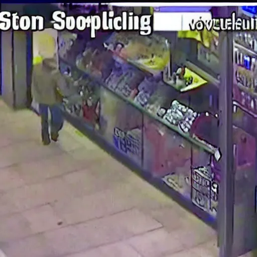 Image similar to cctv footage of a skeleton shoplifting