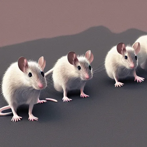 Prompt: a beautiful painting of a group of mice running on the iceland,realistic 8k render