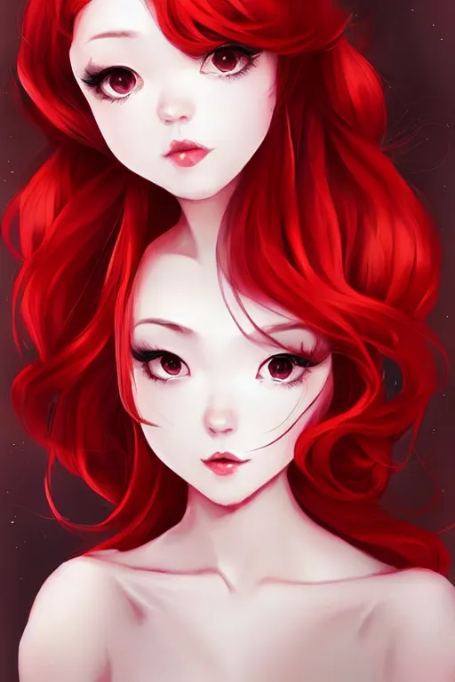 Prompt: Beautiful ginger portrait, short red satin dress by Artgerm and WLOP, Pixiv