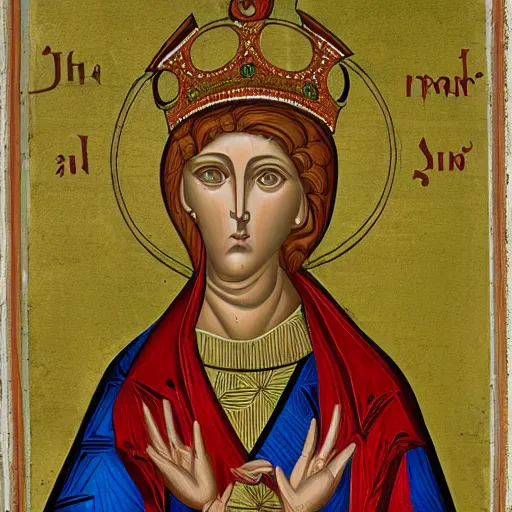 Image similar to byzantine art of a rabbit wearing a crown