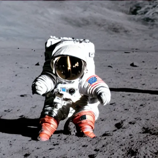 Image similar to high quality photo of hedgehog in astronaut suit on the Moon