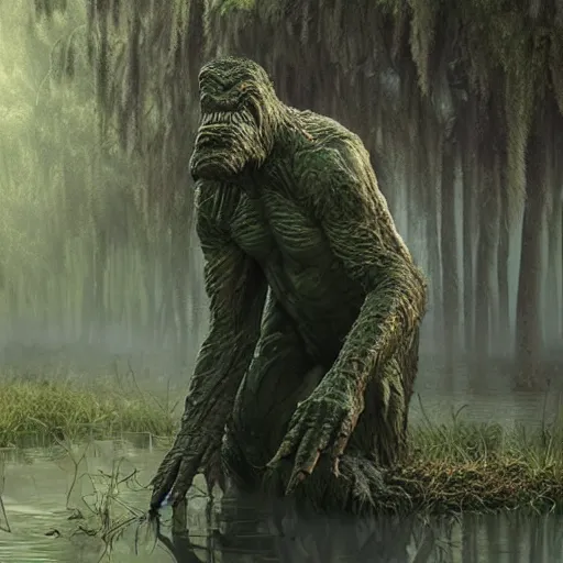 Image similar to swamp monster, 8 k, depth of field, 3 d, art by artgerm and greg rutkowski