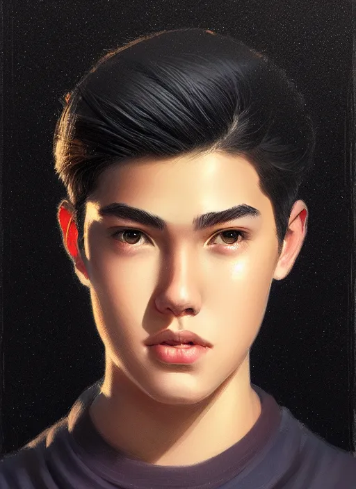 Image similar to portrait of teenage reggie mantle, mean smirk, intricate, elegant, glowing lights, highly detailed, digital painting, artstation, concept art, smooth, sharp focus, illustration, art by wlop, mars ravelo and greg rutkowski