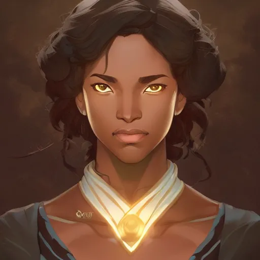 Prompt: Portrait of Avatar Korra, Legend of Korra, melanated brown skin, afro, black intricate, elegant, highly detailed, digital painting, artstation, concept art, smooth, sharp focus, illustration, art by artgerm and greg rutkowski and alphonse mucha