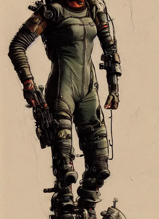 Prompt: cyberpunk mercenary in tactical harness and jumpsuit. portrait by stonehouse and mœbius and will eisner and gil elvgren and pixar. realistic proportions. dystopian. cyberpunk 2 0 7 7, apex, blade runner 2 0 4 9 concept art. cel shading. attractive face. thick lines.