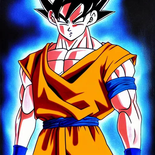 Image similar to goku, pastel art directed by jean luc goddard