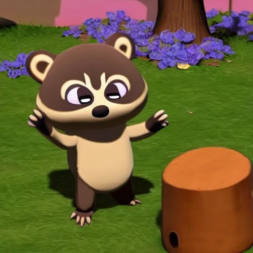 Image similar to Tom nook dressed as a princess