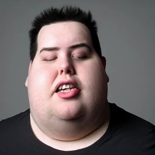 Image similar to an obese man with a neck full of hair