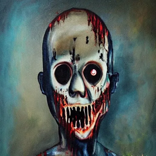 Prompt: A painting that looks like it'd fit in a horror movie