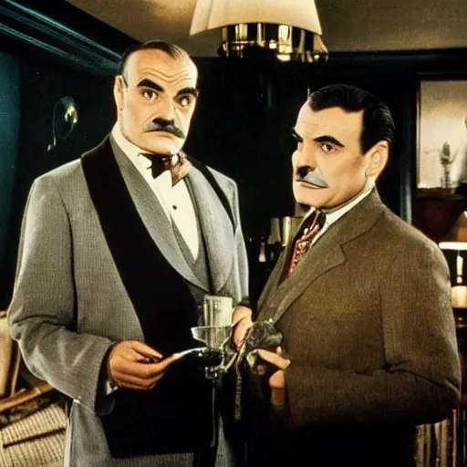 Image similar to scene of the hercule poirot tv serie featuring david suchet shaved