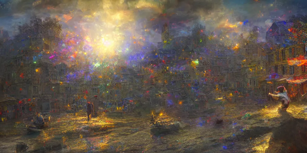 Image similar to and when this happens, and when we allow freedom ring, when we let it ring from every village and every hamlet, from every state and every city, ultrafine highly detailed hyper colorful illustration, sharp focus, rozalski, unreal engine highly rendered, global illumination, radiant light, intricate and detailed environment