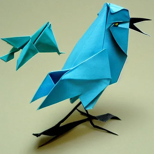 Prompt: origami bird, realistic, highly detailed