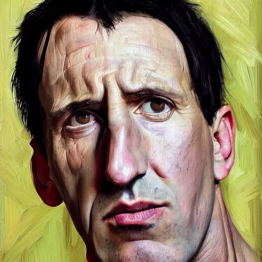 Image similar to high quality high detail painting by lucian freud, hd, trent reznor portrait