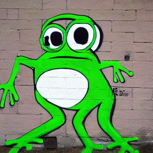 Image similar to pepe the frog street art by Banksy