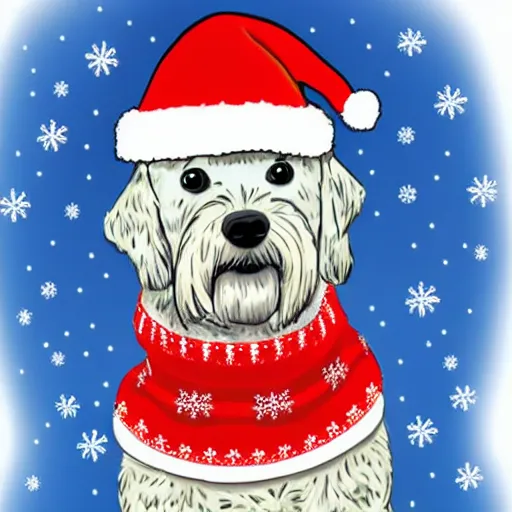 Prompt: dog wearing a christmas jumper cartoon highly detailed, smooth, sharp focus