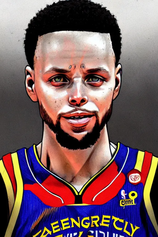 Image similar to stephen curry, manga cover art, detailed color portrait, artstation trending, 8 k, greg rutkowski