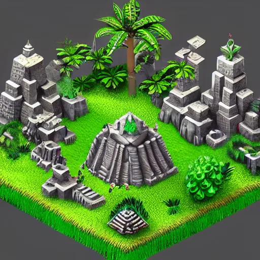 Prompt: isometric jungle temple, very detailed, 8k, high resolution, trending on artstation, artstationHD