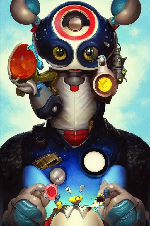 Prompt: lofi BioPunk Pokemon Emolga portrait Pixar style by Tristan Eaton_Stanley Artgerm and Tom Bagshaw,