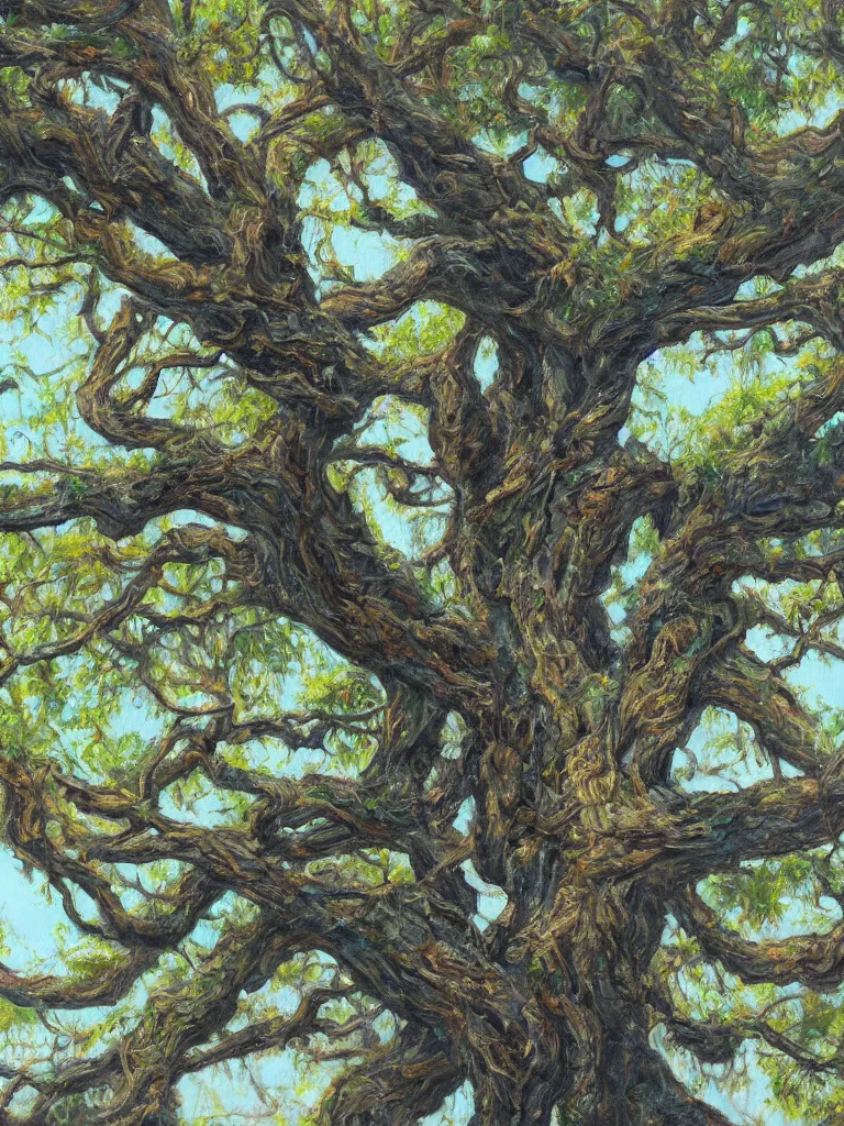 Image similar to Trending on artstation, highly detailed oil painting of a tree