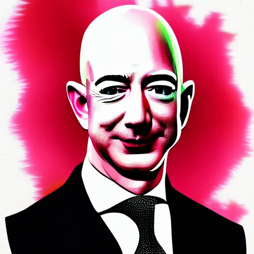 Prompt: jeff bezos morphed into a cucumber colored ink illustration art key art, photorealistic