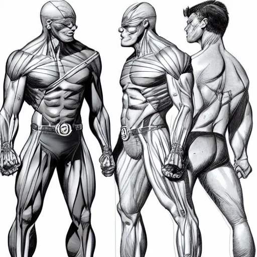 Prompt: x - men character muscular anatomy study, high resolution,